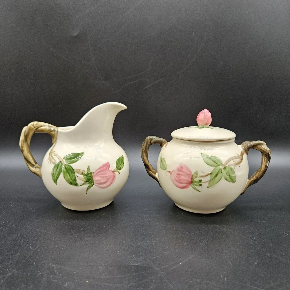 VTG Franciscan Desert Rose Creamer and Sugar with Lid TV California USA 1949-53
